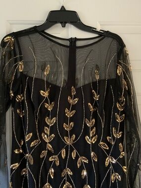 Adrianna Papell Black Sequined Special Occasion Dress, size 12